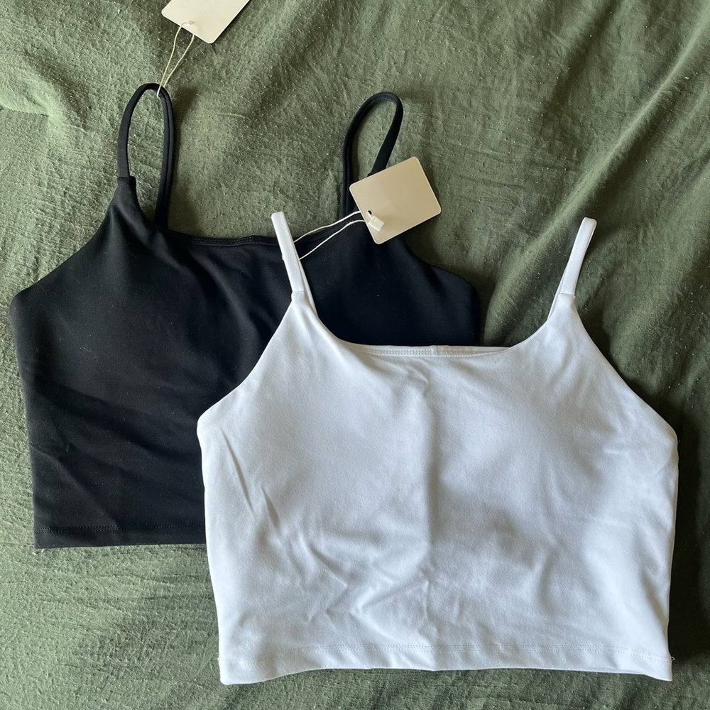 Black & White Basic Cropped Tank Tops